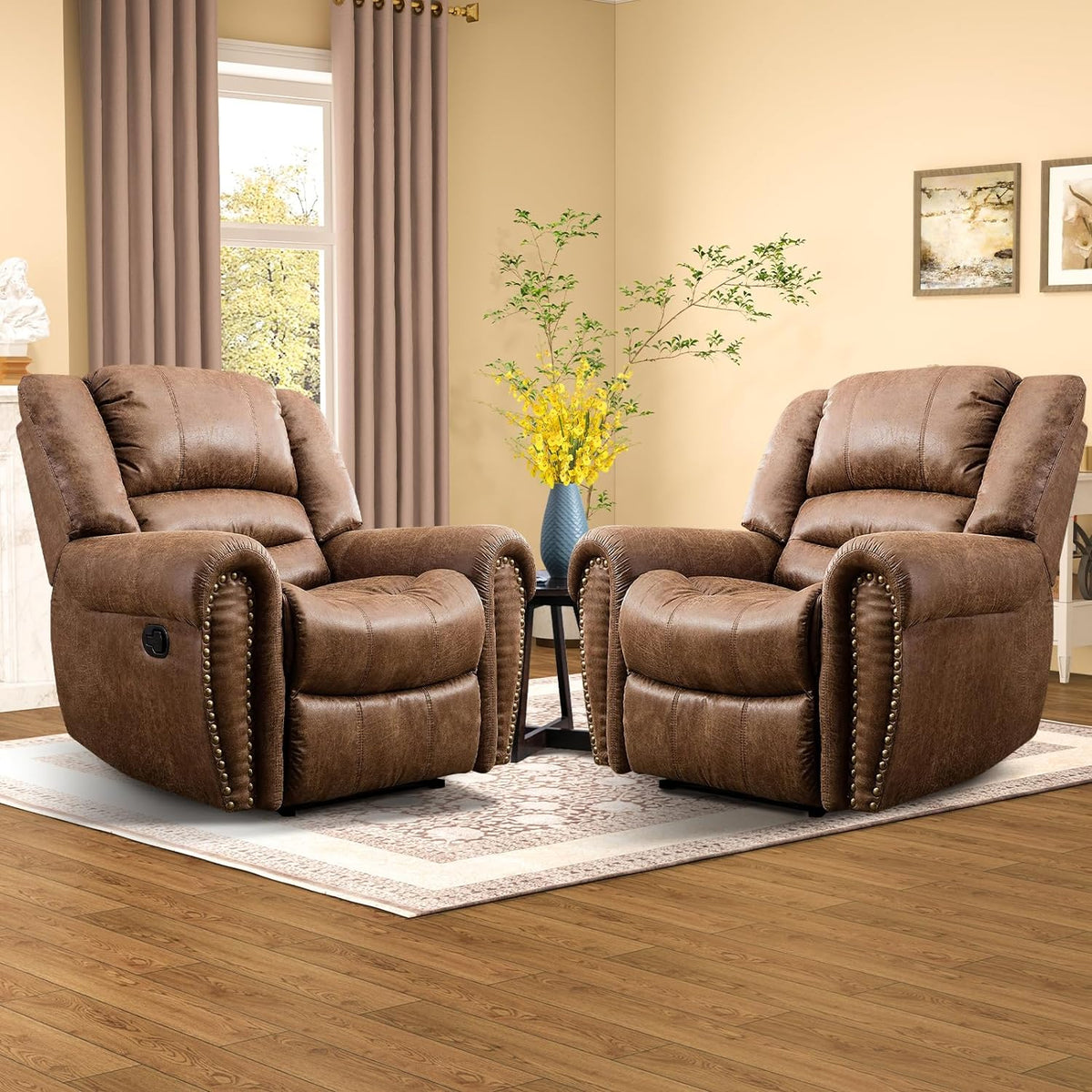 CANMOV Manual Recliner Chair, Nut Brown