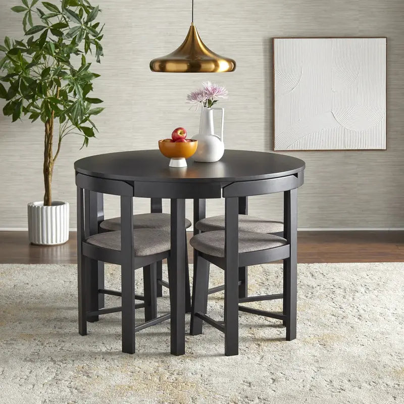 Tobey Harrisburg 5-Piece Round Dining Set, Table 29.6H x 41.3W x 41.3D, Chair 28.75H x 16.5W x 16.5D