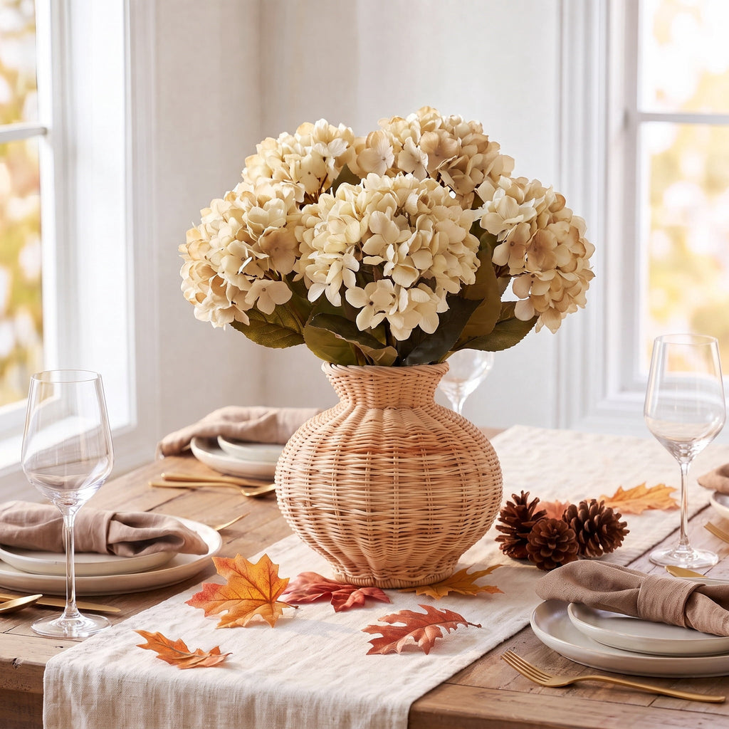 My Texas House Fall Faux Hydrangea Bundle, Cream, 20"