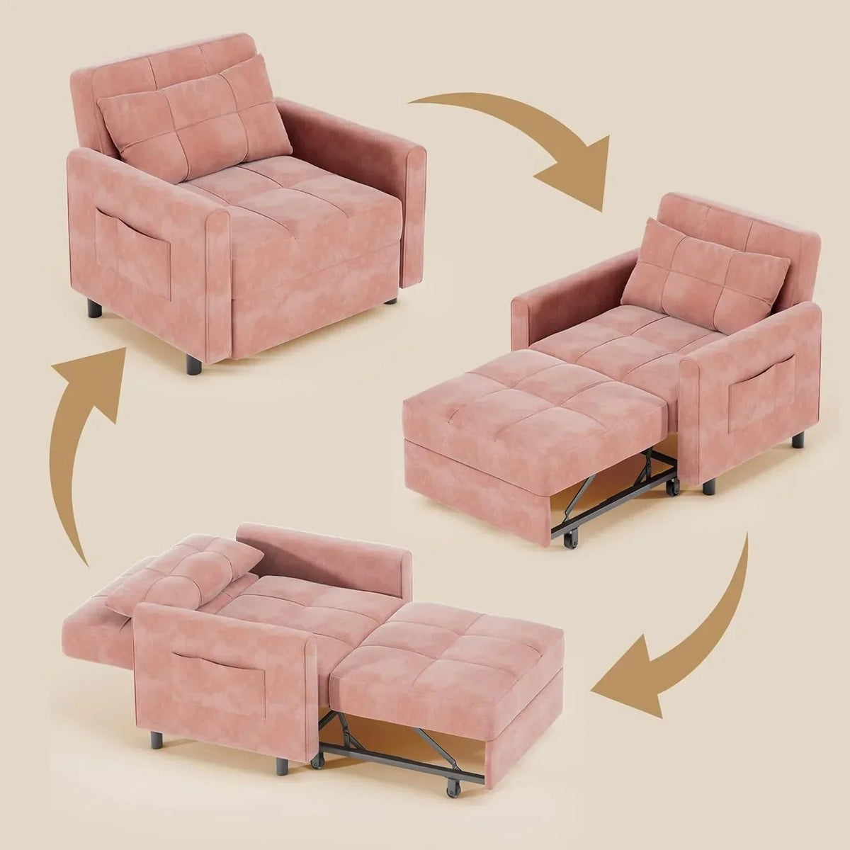 3-in-1 Convertible Pullout Sleeper Chair Bed - 75in x 26in x 17in