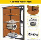 Aivituvin Large Cat Catio, 4 Tiers, Weatherproof Roof, 70in H x 77in L - AIR54