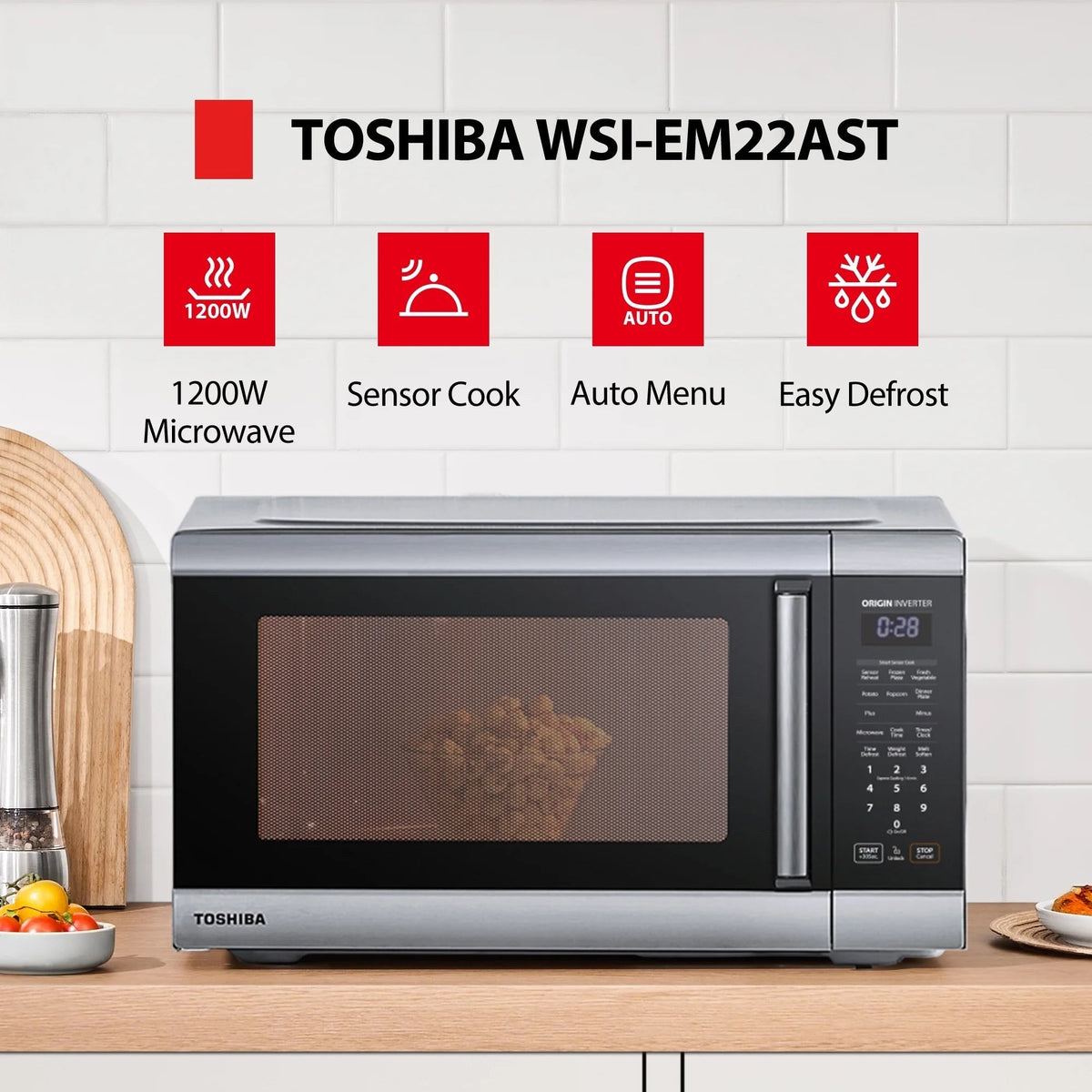 Toshiba Microwave Oven 2.2 Cu. Ft. 24.4 in Stainless Steel - WSI-EM22AST