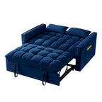 4-in-1 Velvet Pull-Out Sleeper Sofa Bed Loveseat With Reclining Backrest And 2 Side Pockets