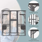 Outdoor Wooden Cat Catio Enclosure, 71 x 38 x 71 in, 7 Platforms, Grey