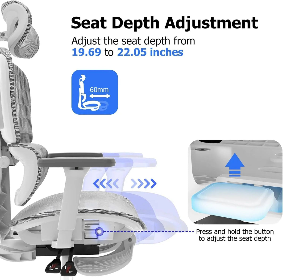 PatioMage Ergo3D High-Back Mesh Ergonomic Office Chair With 3D Adjustable Armrests - Engonomic Office Chair
