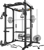 Sportsroyals Power Cage With Adjustable Cable Crossover System, 1600 lbs, Red, 61.6 x 56.0 x 82.6 in - Power Cage