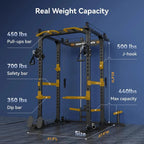 Sportsroyals Power Cage With Adjustable Cable Crossover System, 1600 lbs, Red, 61.6 x 56.0 x 82.6 in - Power Cage
