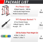 Sportsroyals Power Cage With Adjustable Cable Crossover System, 1600 lbs, Red, 61.6 x 56.0 x 82.6 in - Power Cage