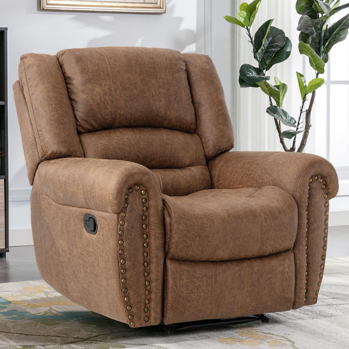 CANMOV Manual Recliner Chair, Nut Brown