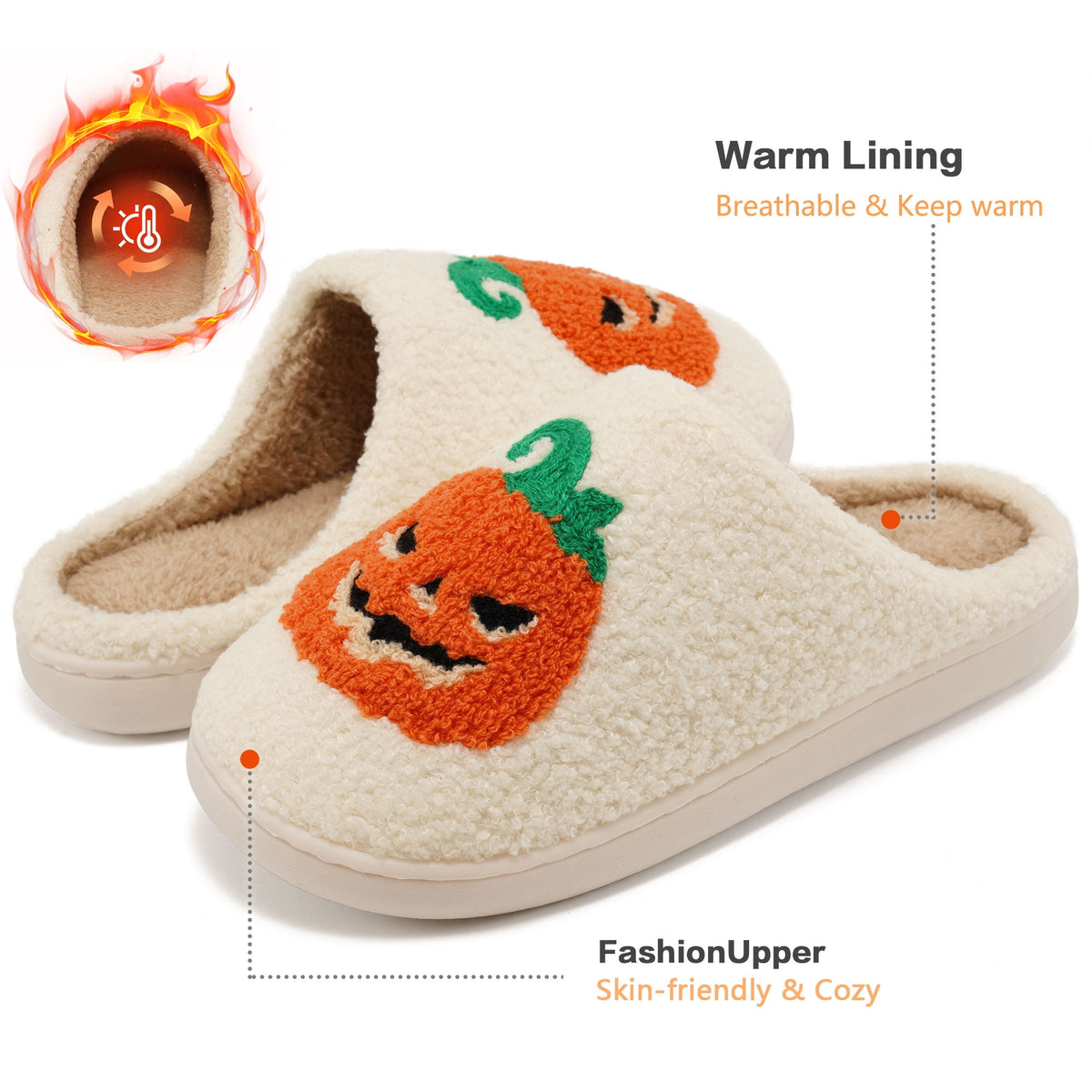 Ecetana Halloween Slippers for Women Men Fuzzy House Shoes with Memory Foam