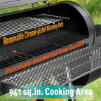 941 Sq. In. Charcoal Grill With Offset Smoker - Black