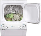 GE Unitized Spacemaker 3.9 Cu. Ft. Washer With Stainless Steel Basket And 5.9 Cu. Ft. Electric Dryer - GUD27EESNWW