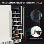 Ecojoy 24 Inch Dual Zone Wine And Beverage Refrigerator, 20 Bottles And 57 Cans