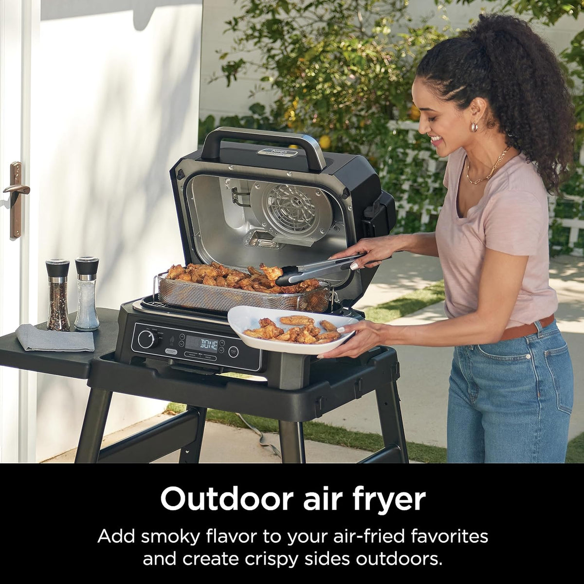 Ninja Outdoor Woodfire Pro XL 4-in-1 Grill BBQ Smoker Air Fryer & Bake, Dark Grey - OG850