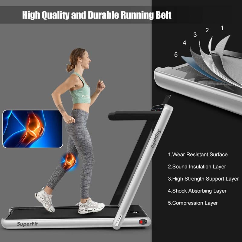2 In 1 Folding Treadmill, 2.25 HP, 40 in x 16 in Running Area, Dual Display And App Control