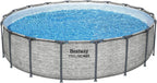 Steel Pro MAX 14 Foot x 48 Inch Round Steel Frame Above Ground Pool Set With 1,000 Filter Pump, Ladder And Cover - Gray
