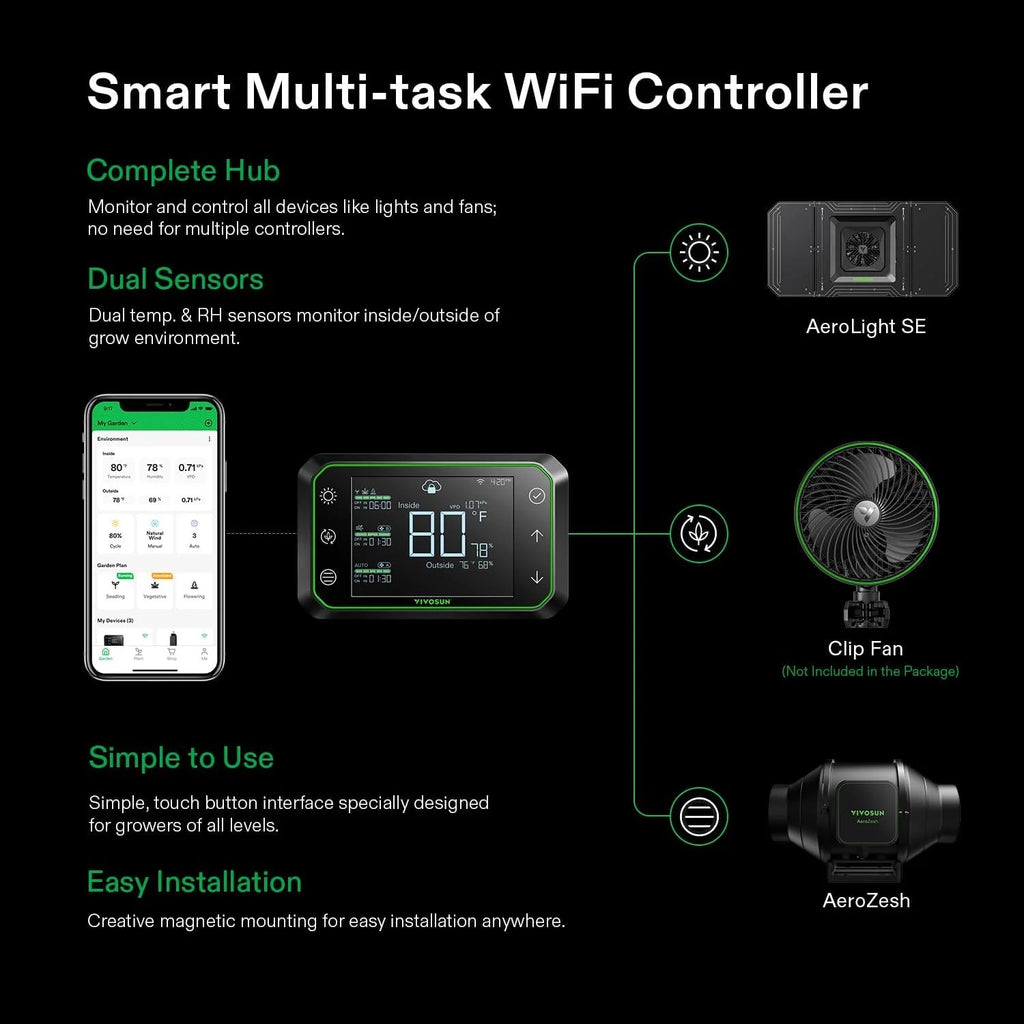 VIVOSUN Smart Grow Tent System Kit, 24x24x48 in, 100W LED, WiFi-Integrated - GIY GrowHub E42A