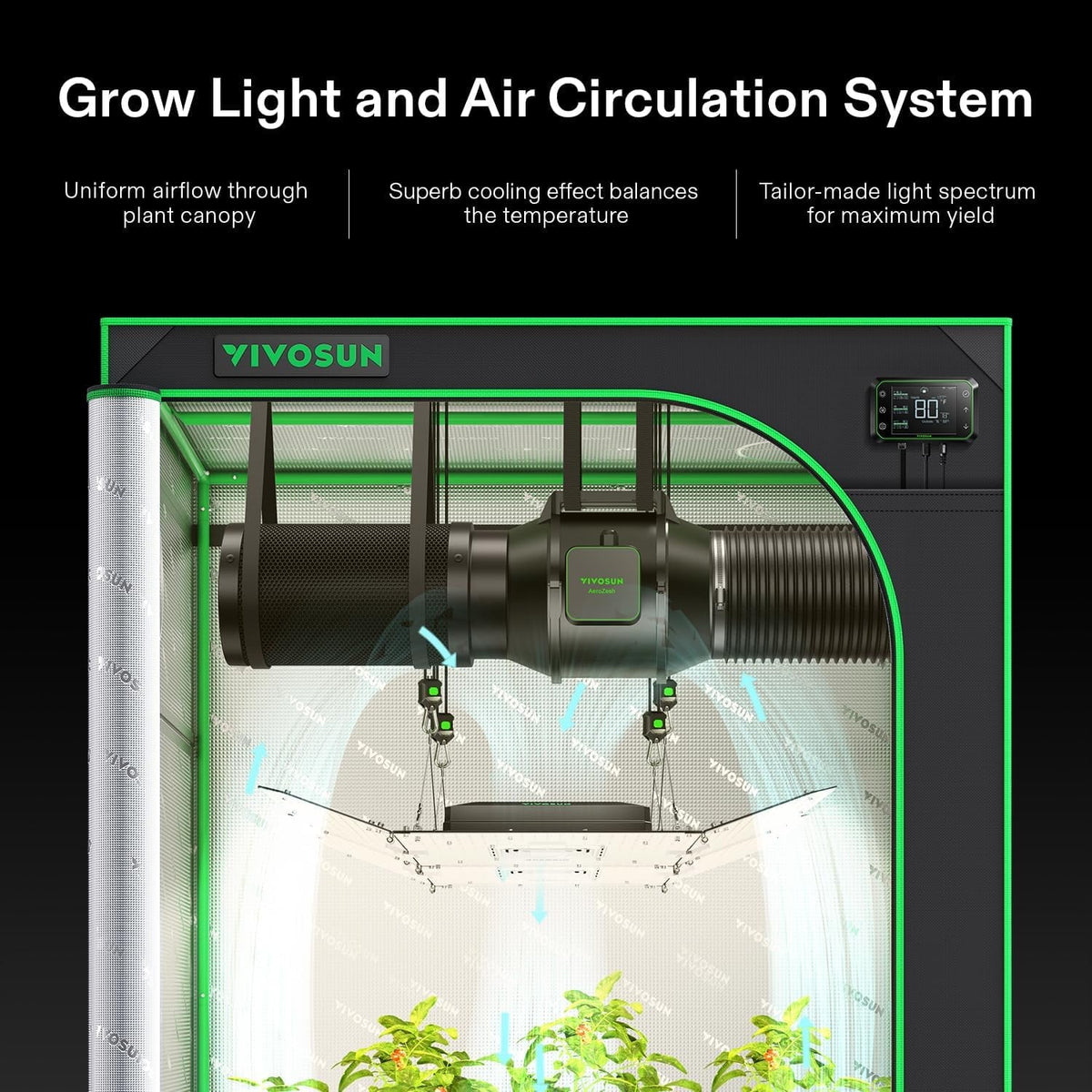 VIVOSUN Smart Grow Tent System Kit, 24x24x48 in, 100W LED, WiFi-Integrated - GIY GrowHub E42A