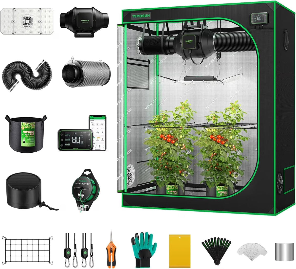 VIVOSUN Smart Grow Tent System Kit, 24x24x48 in, 100W LED, WiFi-Integrated - GIY GrowHub E42A