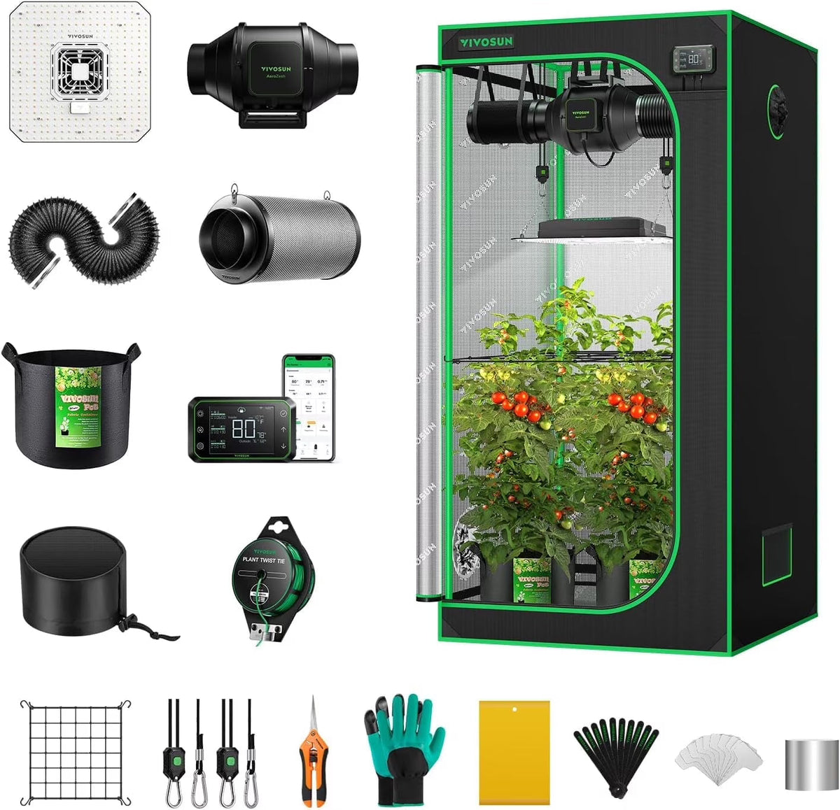 VIVOSUN Smart Grow Tent System Kit, 24x24x48 in, 100W LED, WiFi-Integrated - GIY GrowHub E42A