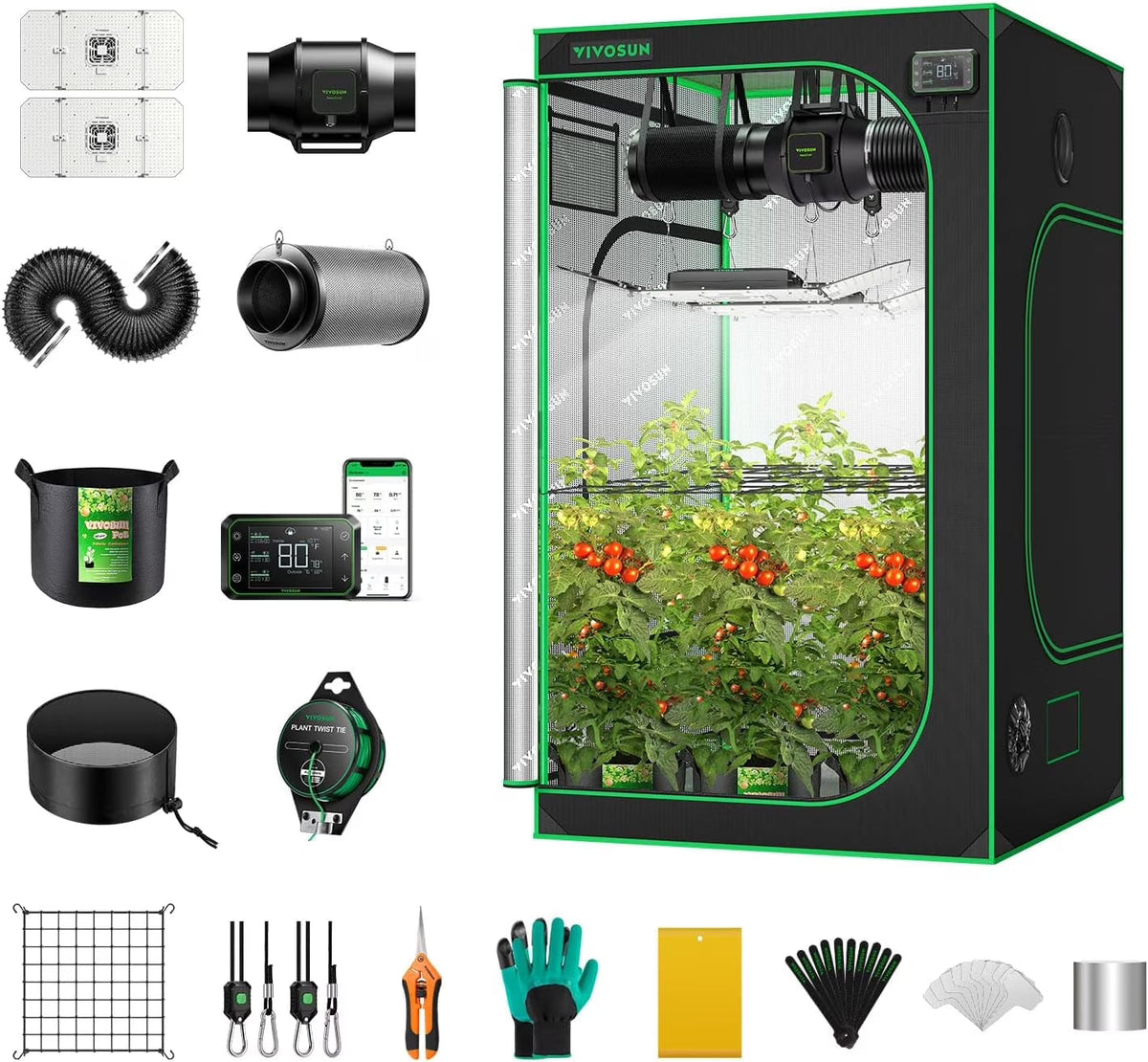 VIVOSUN Smart Grow Tent System Kit, 24x24x48 in, 100W LED, WiFi-Integrated - GIY GrowHub E42A