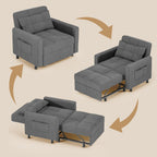 3-in-1 Convertible Pullout Sleeper Chair Bed - 75in x 26in x 17in