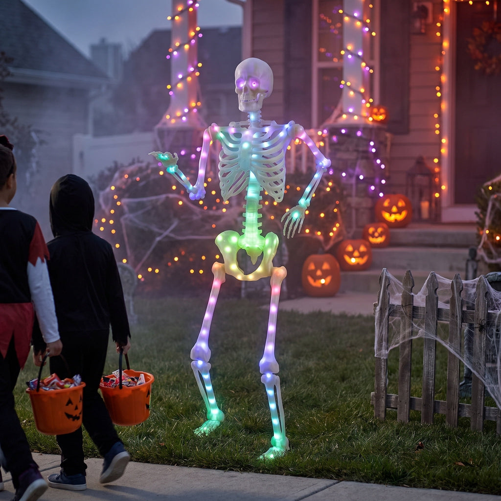 Light-Up LED Poseable Skeleton, Multicolor, 5', Halloween by Way To Celebrate