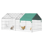 PawHut Small Animal Playpen Yard Fence With Roof, Green - 87in