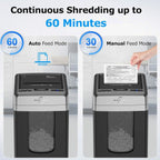 BONSEN Auto Feed Micro-Cut Paper Shredder, 300-Sheet, 60 Min, P-4, 8.1 Gallons, Black