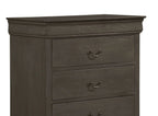 DeeHome Louis Philippe Style 1pc Chest Of 5 Drawers, Stained Gray Finish