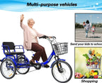 WEIMMIN Adult Folding Tricycle, 20 Inch, 3 Wheel, 7 Speed, Star Strip Blue