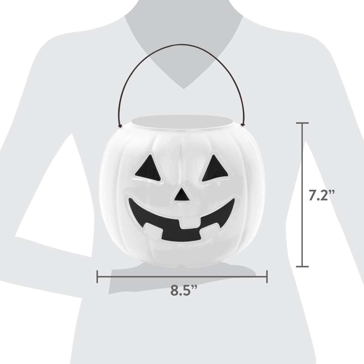 30-Count Jack-o'-Lantern Trick-or-Treat Pail, White, 8", Halloween by Way To Celebrate
