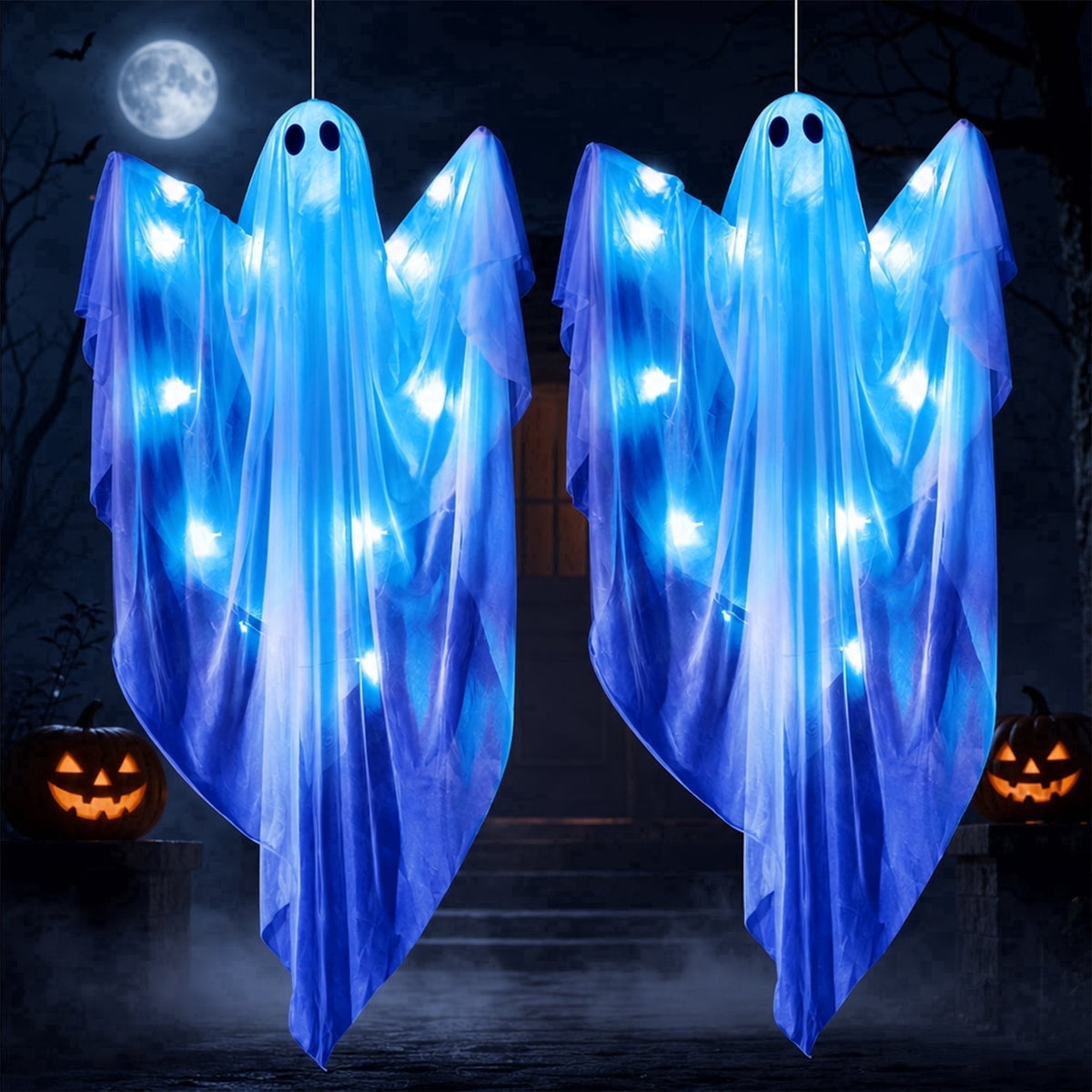 Joyfy 47" Halloween Hanging Light up Ghost Decorations Outdoor