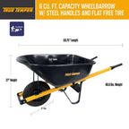 True Temper Steel Wheelbarrow 6 cu. ft. With Never Flat Tire And Steel Handles - R6STFFEC