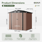 Aoxun Outdoor Storage Shed 6.2x4 FT, Brown
