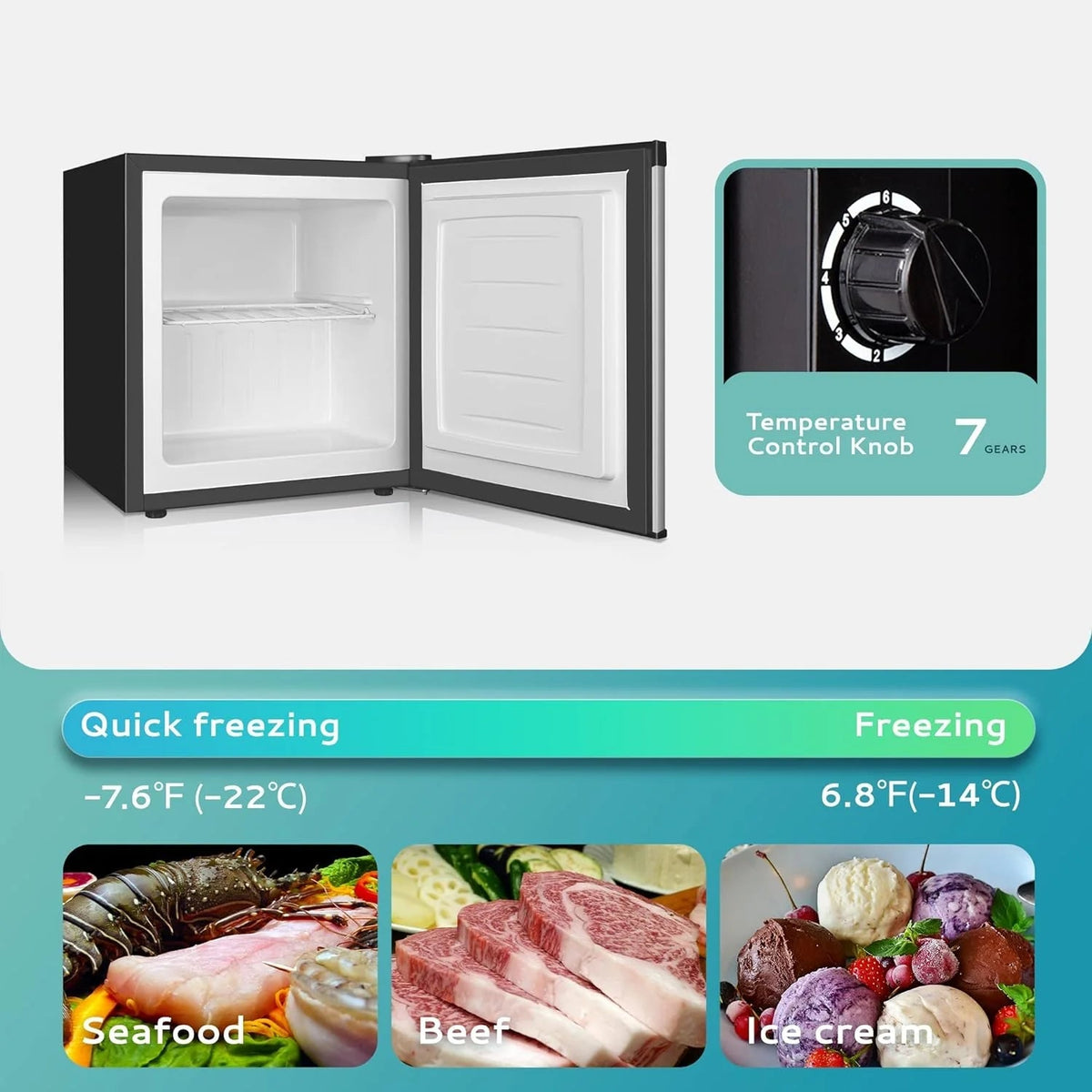 EUHOMY Compact Upright Freezer, 3.0 Cubic Feet, Silver Stainless Steel Door - MF-30-Y
