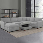Thomasville Fabric Sectional With Storage Ottoman, 4-Piece, Gray - Langdon