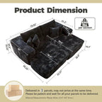 HOOOWOOO Plush L-Shaped Sectional Sofa With Removable Ottoman, 3-Piece, 80L x 69.3W x 35.4H x 59D