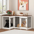 L Shape Corner Dog Crate Furniture For 2 Dogs, 58.7X41.1