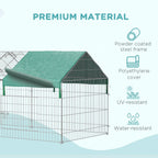 PawHut Small Animal Playpen Yard Fence With Roof, Green - 87in