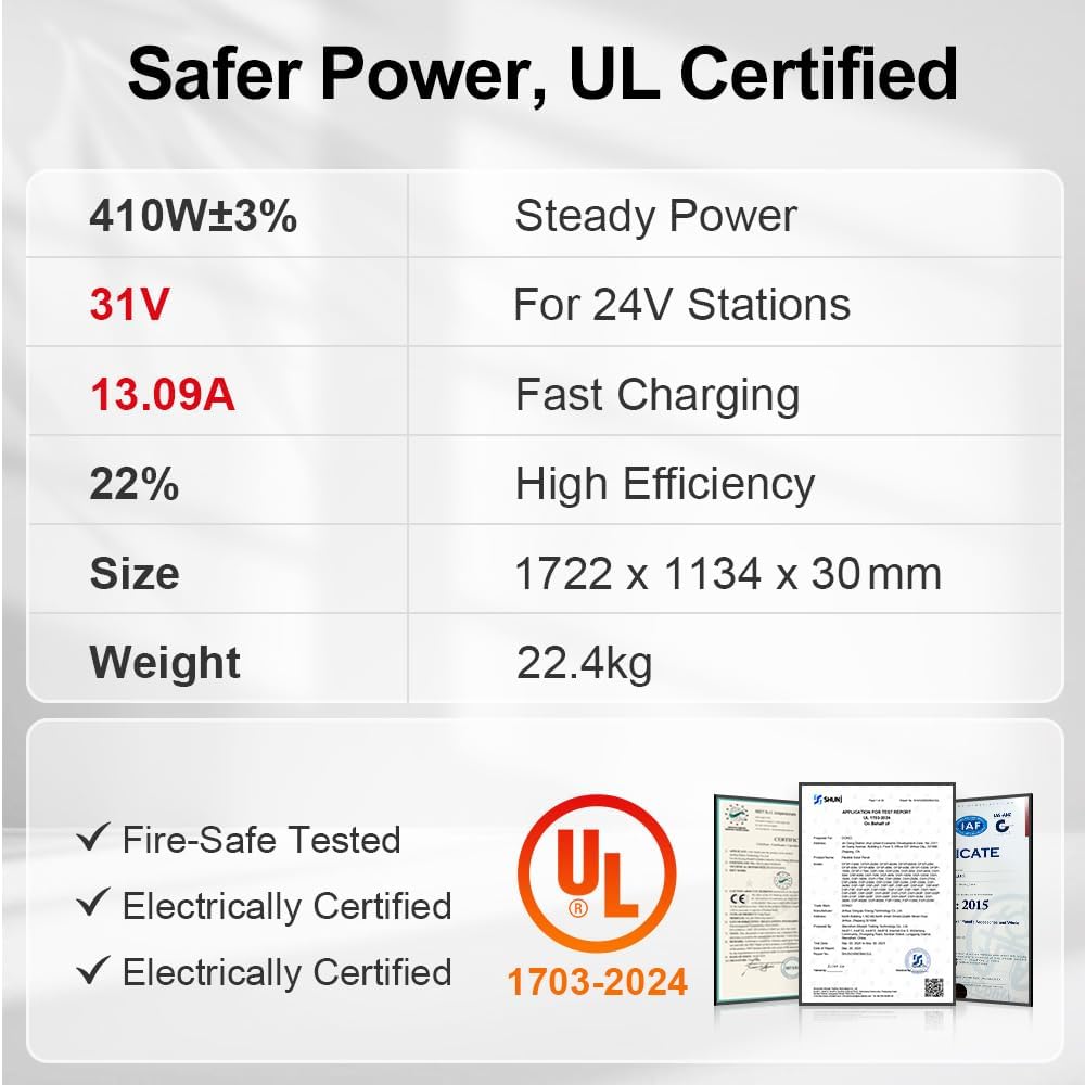 DOKIO Mono Solar Panel 400W 31V With 9.84ft MC4 Wiring