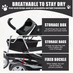 Foldable Dog And Cat Pet Stroller With Storage Basket, Removable Liner And 4 Wheels - Black