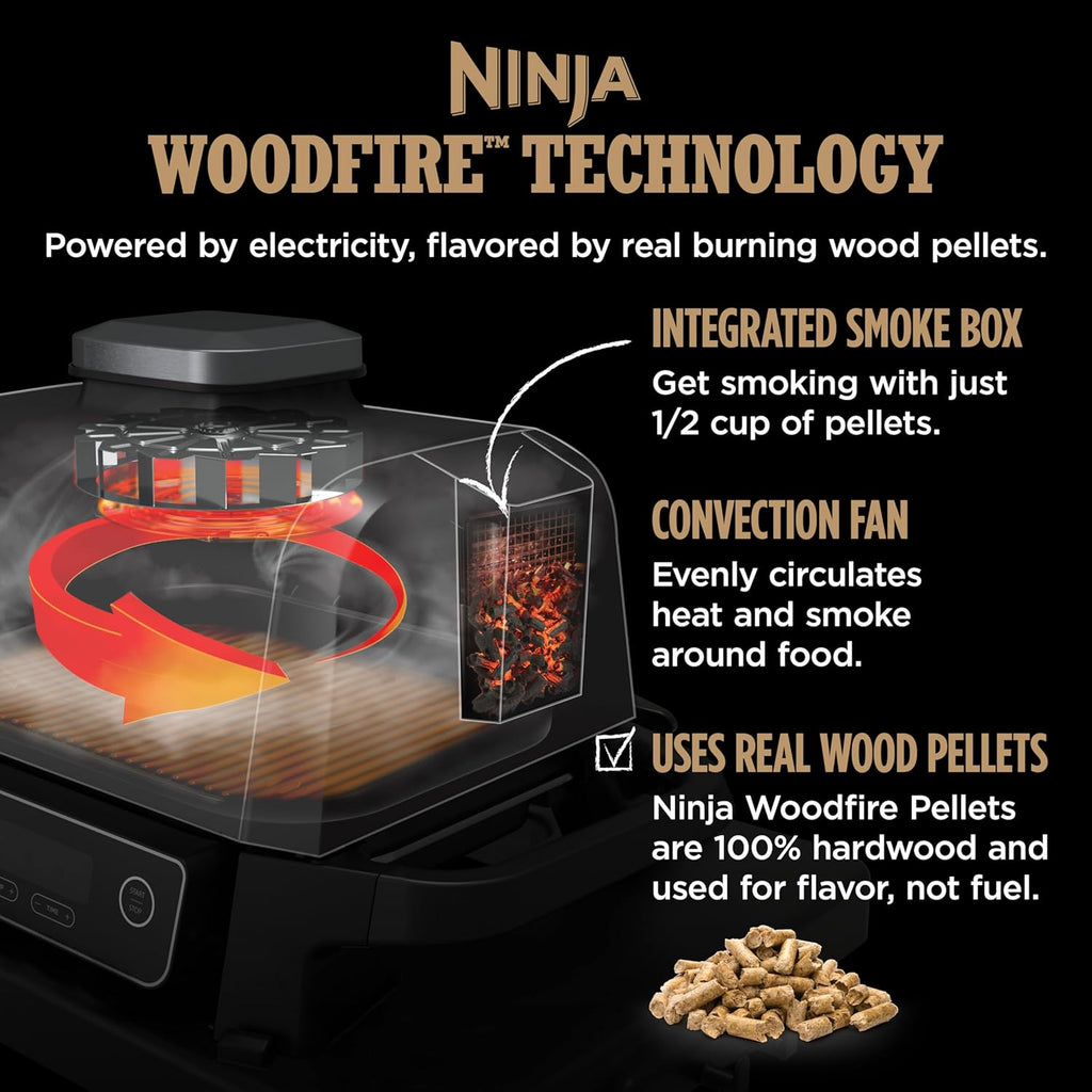 Ninja Woodfire 7-in-1 141-sq-in Outdoor Electric Grill, Smoker & Air Fryer - OG701