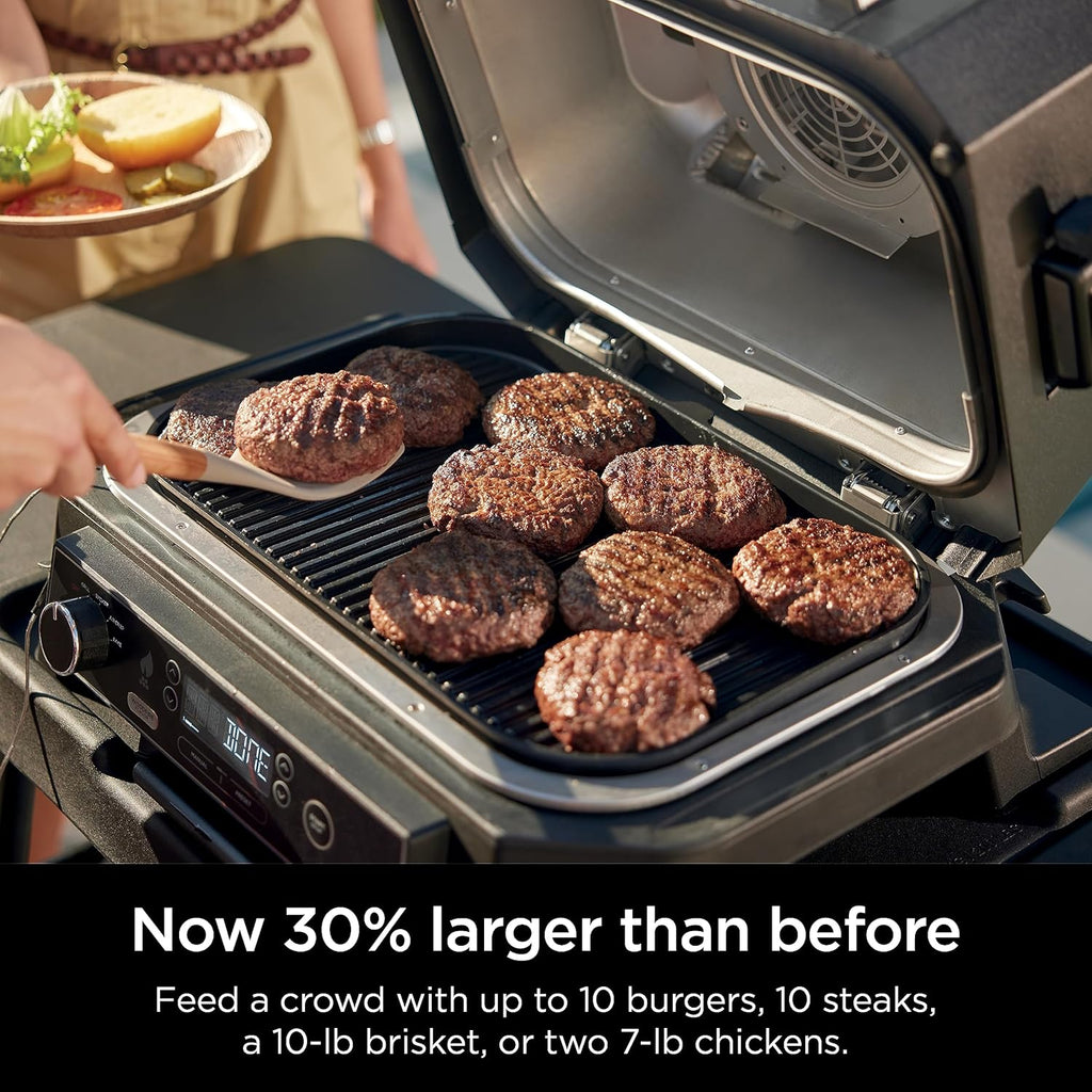 Ninja Outdoor Woodfire Pro XL 4-in-1 Grill BBQ Smoker Air Fryer & Bake, Dark Grey - OG850