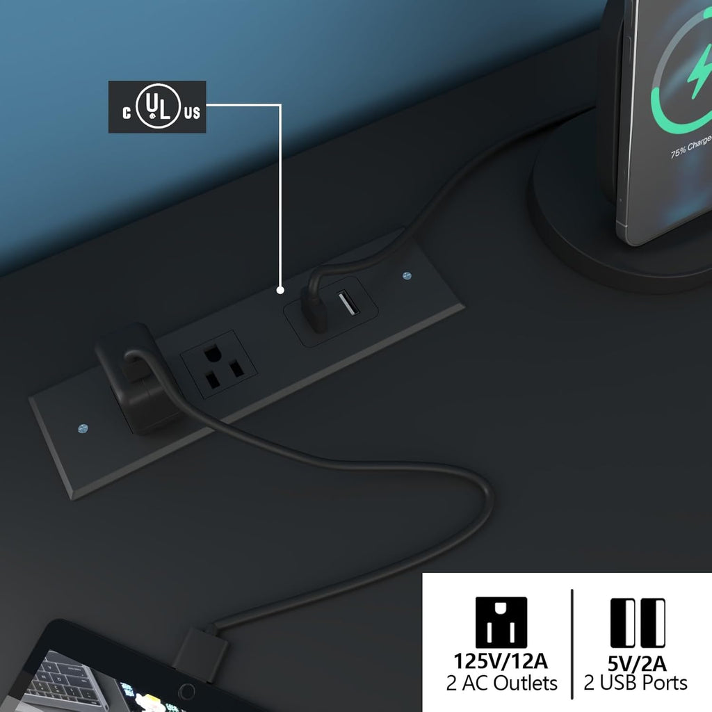 Floating Black 9-Drawer Dresser With LED Light And Power Outlet