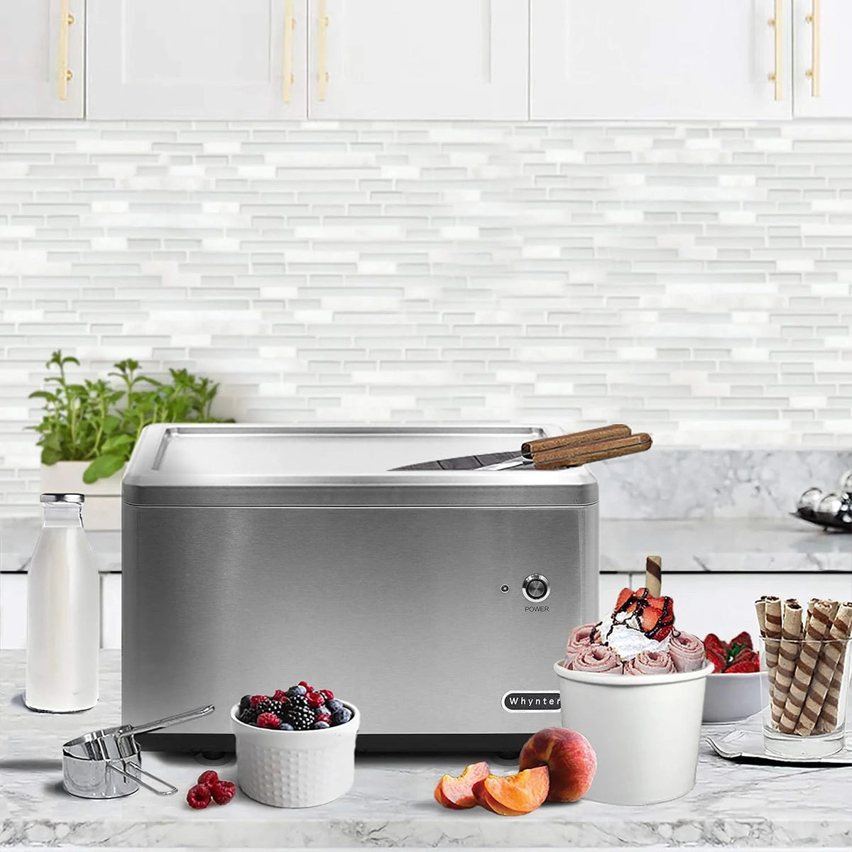 Whynter Rolled Ice Cream Maker With Compressor, 0.5-Quart Stainless Steel - ICR-300SS