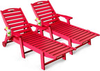SUUNYN HDPE 6-Position Outdoor Chaise Lounge Chair With Wheels And Cup Holder - Teak