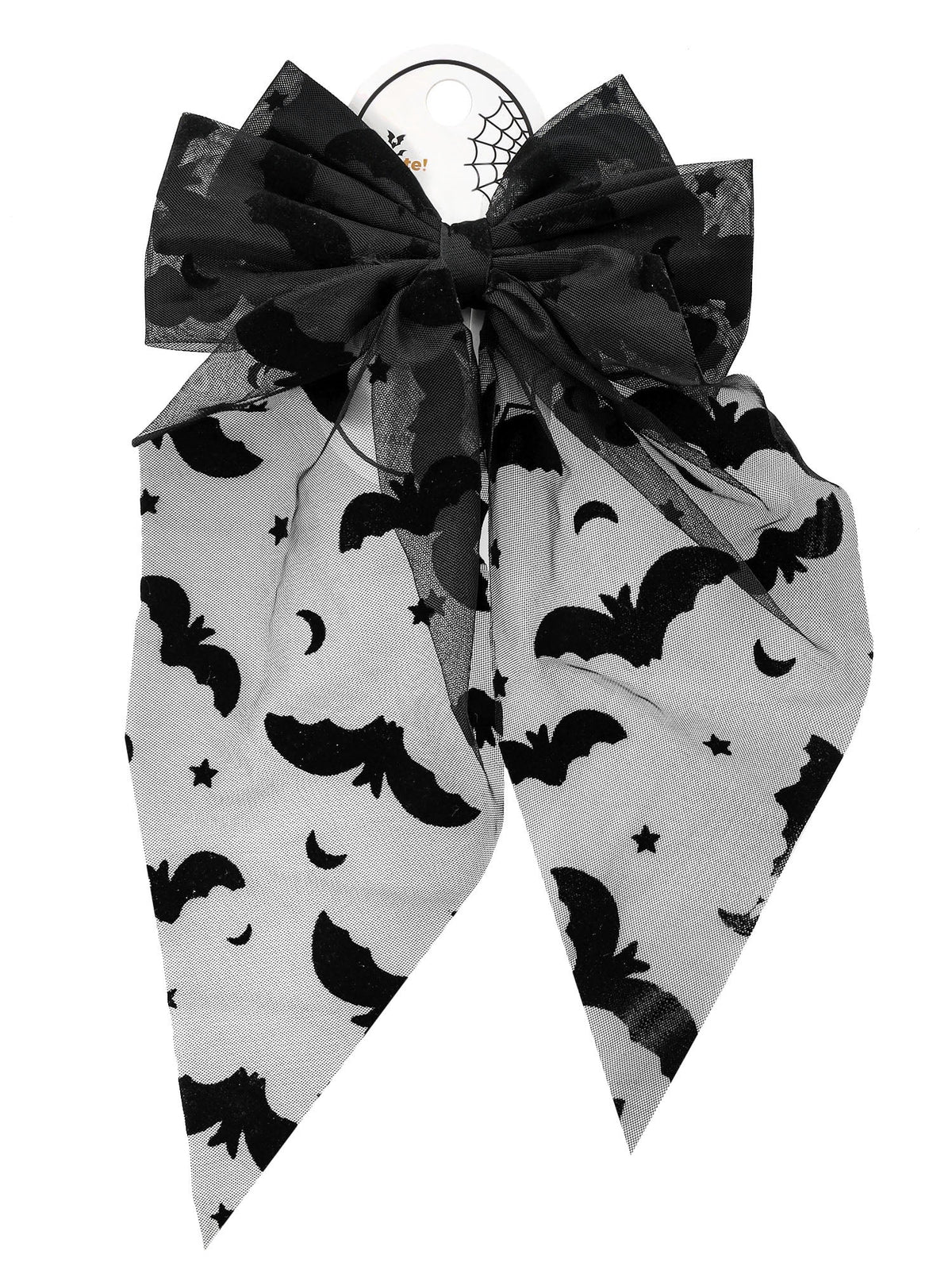 Way to Celebrate Halloween Women's Sheer Bat Hair Bow, Black, 1 Piece, Barrette Hair Clip