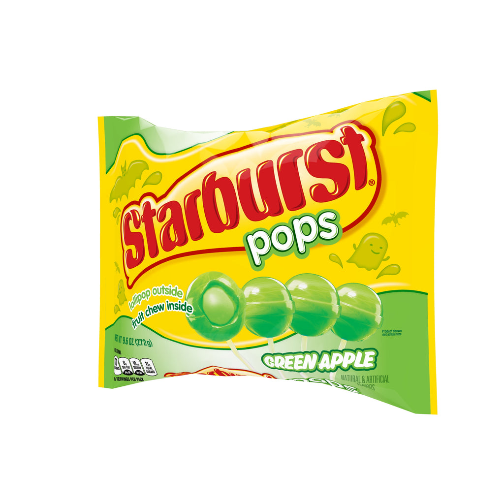 STARBURST Filled Green Apple Lollipops Halloween Hard Party Candy Suckers 9.6 oz. Lay Down Bag
