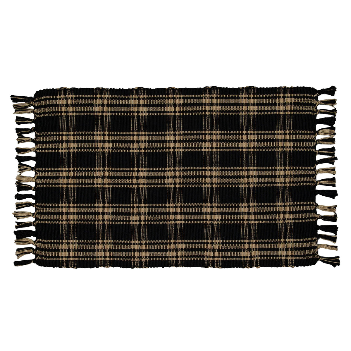 My Texas House Halloween Black Plaid Indoor/Outdoor Layering Rug, 24" x 38"